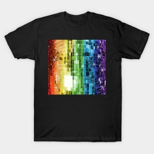 Twinkle Rainbow Disco Ball Pattern T-Shirt